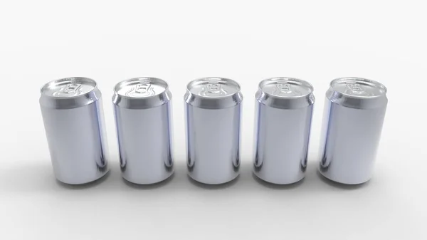 Representación 3d de una lata de soda de aluminio aislada en el fondo del estudio — Foto de Stock