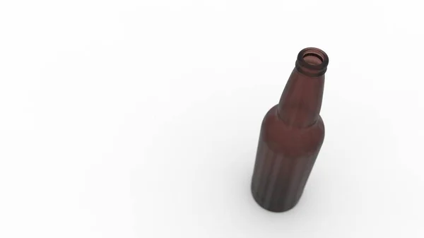 3D representación de una botella de cerveza de vidrio maqueta en fondo blanco estudio — Foto de Stock