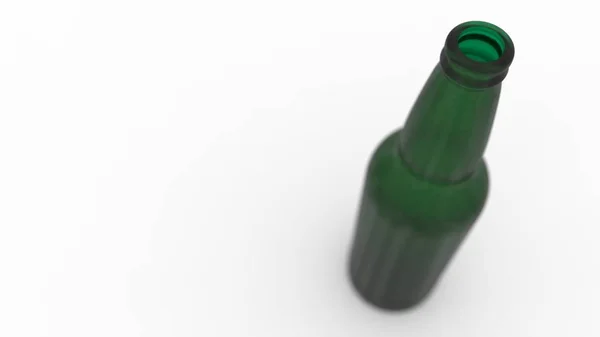 3D renderização de um mockup garrafa de cerveja de vidro em fundo estúdio branco — Fotografia de Stock