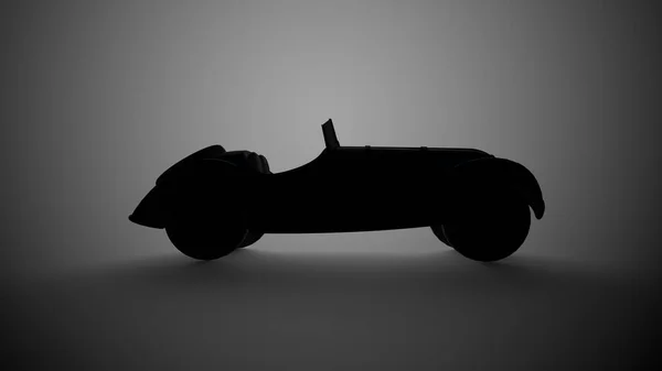 Koyu renk stüdyo arka planında eski bir arabanın 3D görüntüsü — Stok fotoğraf