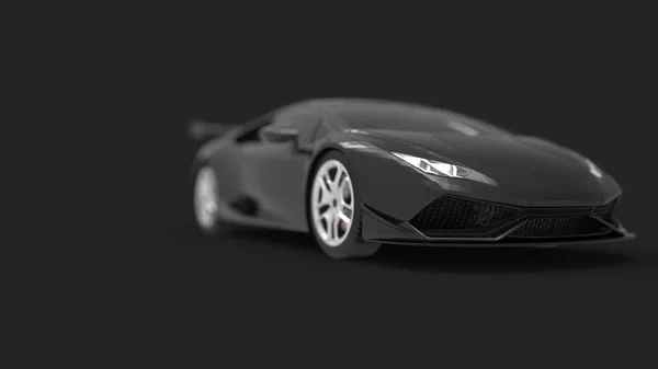 Rendu 3D d'une super voiture de sport isolée en arrière-plan sombre studio — Photo