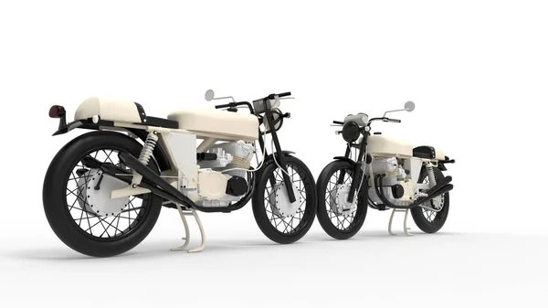 3d rendering of a brandless vintage motorcycle isolated in studio background — Stock Photo, Image