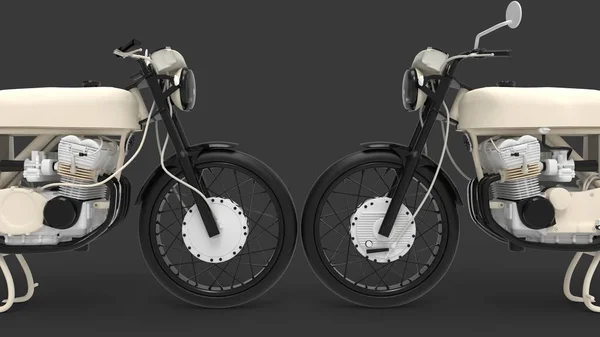 3D рендеринг винтажного мотоцикла без бренда на фоне студии — стоковое фото