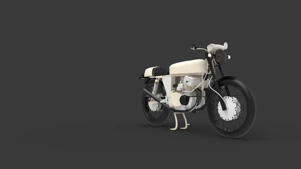 无牌老式摩托车在工作室背景中的3D渲染 — 图库照片