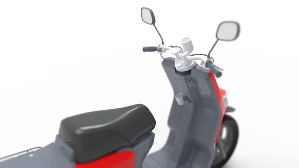 Beyaz stüdyo arka planında izole edilmiş bir scooter 'ın 3D görüntüsü — Stok fotoğraf