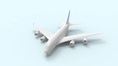 Stüdyo arka planında izole edilmiş ticari bir jumbo jetin 3D görüntüsü