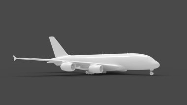 3d rendering of a commercial jumbo jet isolated in studio background clipart