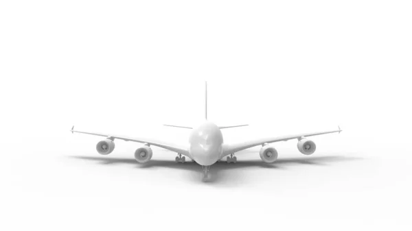 3D-Darstellung eines kommerziellen Jumbo-Jets isoliert im Studio-Hintergrund — Stockfoto