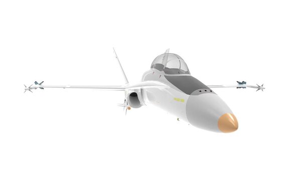 3d rendering of a millitary aircraft jet isolated on white background