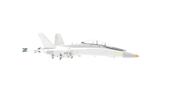 3d візуалізація військового реактивного літака ізольовано на білому тлі — стокове фото
