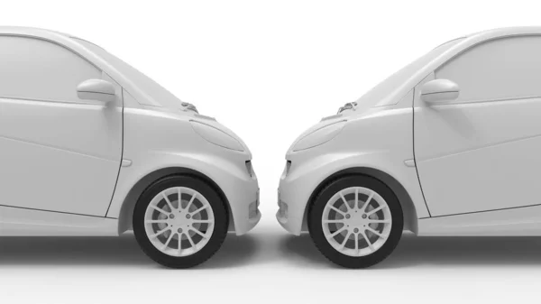 3D-Darstellung eines kleinen städtischen Elektroautos isoliert auf weißem Hintergrund — Stockfoto
