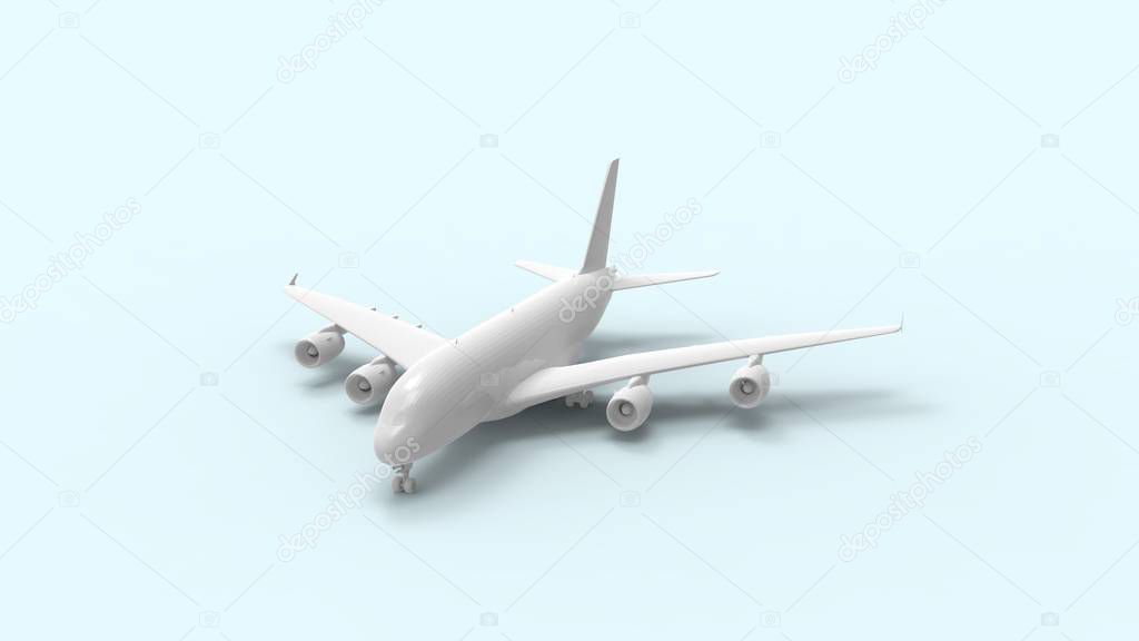3d rendering of a commercial jumbo jet isolated in studio background