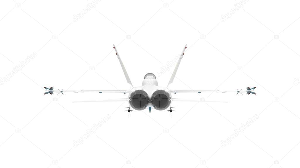 3d rendering of a millitary aircraft jet isolated on white background