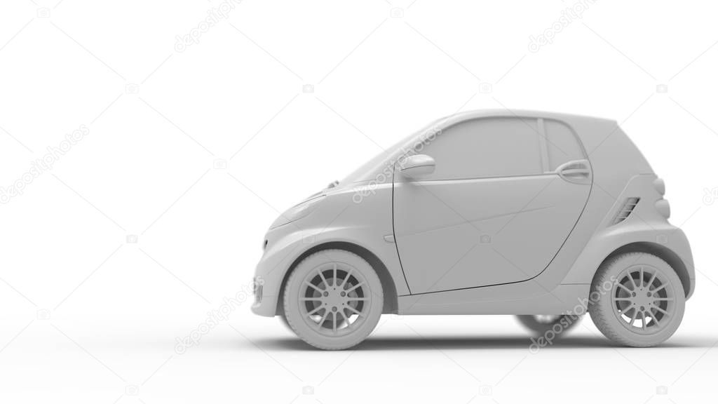 3d rendering of a small urban city electric car isolated in white background