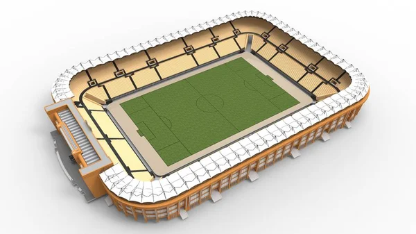 3D-Darstellung eines Fußballstadions isoliert vor weißem Hintergrund — Stockfoto