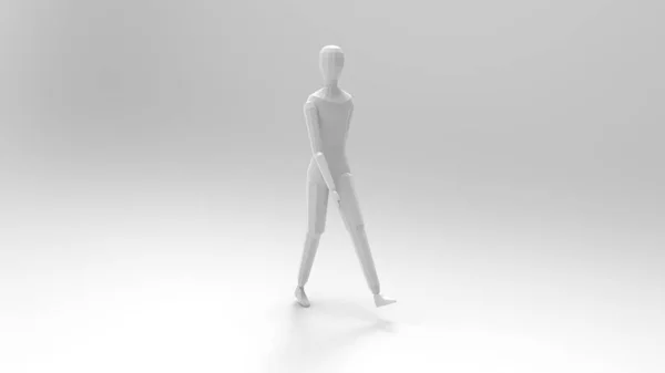 3D рендеринг ходячего манекена манекена на белом фоне — стоковое фото
