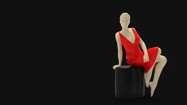 3d rendu d'un mannequin femme magnifique dans une robe sexy isolé en studio — Photo