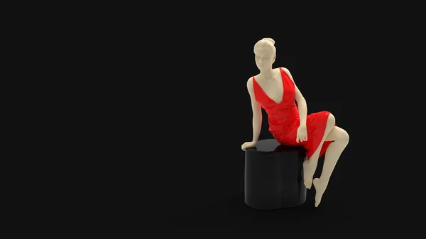 3d rendering of a beautifull women mannequin in a sexy dress isolated in studio — ストック写真