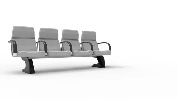 Beyaz arkaplanda izole edilmiş bekleme odası koltuklarının 3d görüntülenmesi — Stok fotoğraf