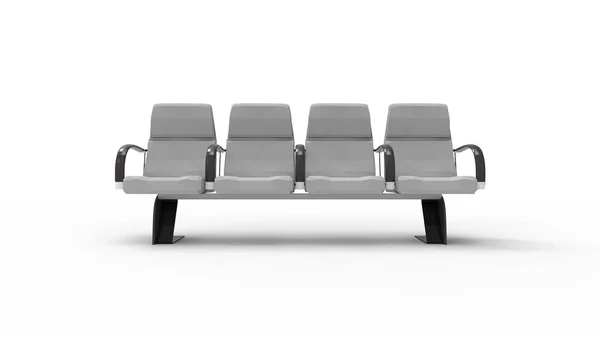 Beyaz arkaplanda izole edilmiş bekleme odası koltuklarının 3d görüntülenmesi — Stok fotoğraf