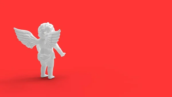 3d weergave van Cupido standbeeld klein kind met vleugels in studio achtergrond — Stockfoto