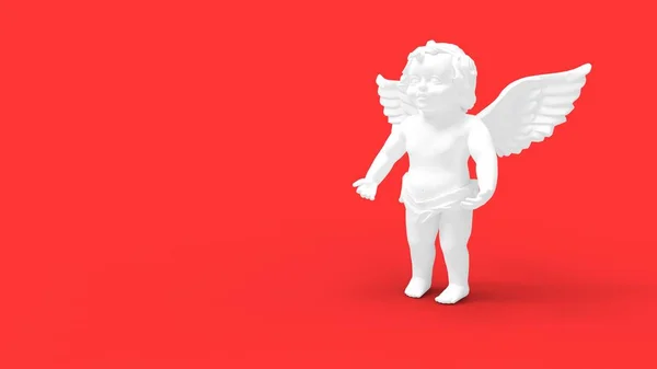 3d rendu de la statue de Cupido petit enfant avec des ailes en arrière-plan studio — Photo