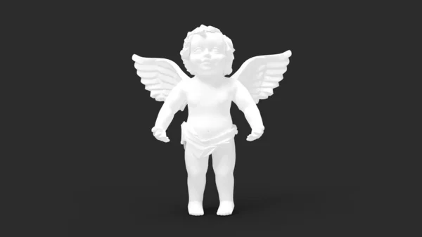 3d rendering of Cupido statue small child with wings in studio background — Stock Photo, Image