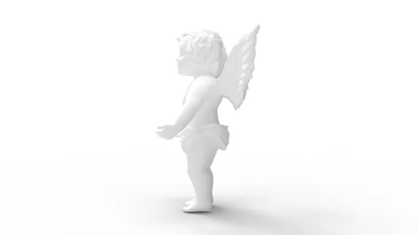 Rendering 3D della statua di Cupido bambino piccolo con le ali sullo sfondo dello studio — Foto Stock