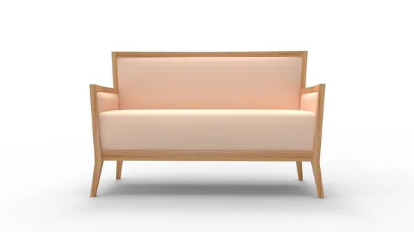3D-Darstellung eines Sofas isoliert vor weißem Studiohintergrund — Stockfoto