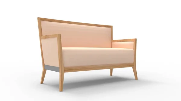 3d renderização de um sofá isolado em um fundo estúdio branco — Fotografia de Stock