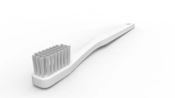 3D απόδοση ενός λευκού tootbrush απομονώνονται σε ένα καθαρό φόντο στούντιο — Φωτογραφία Αρχείου
