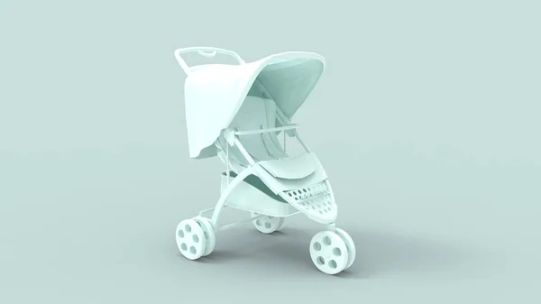 3d renderização de um carrinho de bebê carrinho de empurrar isolado no fundo do estúdio — Fotografia de Stock