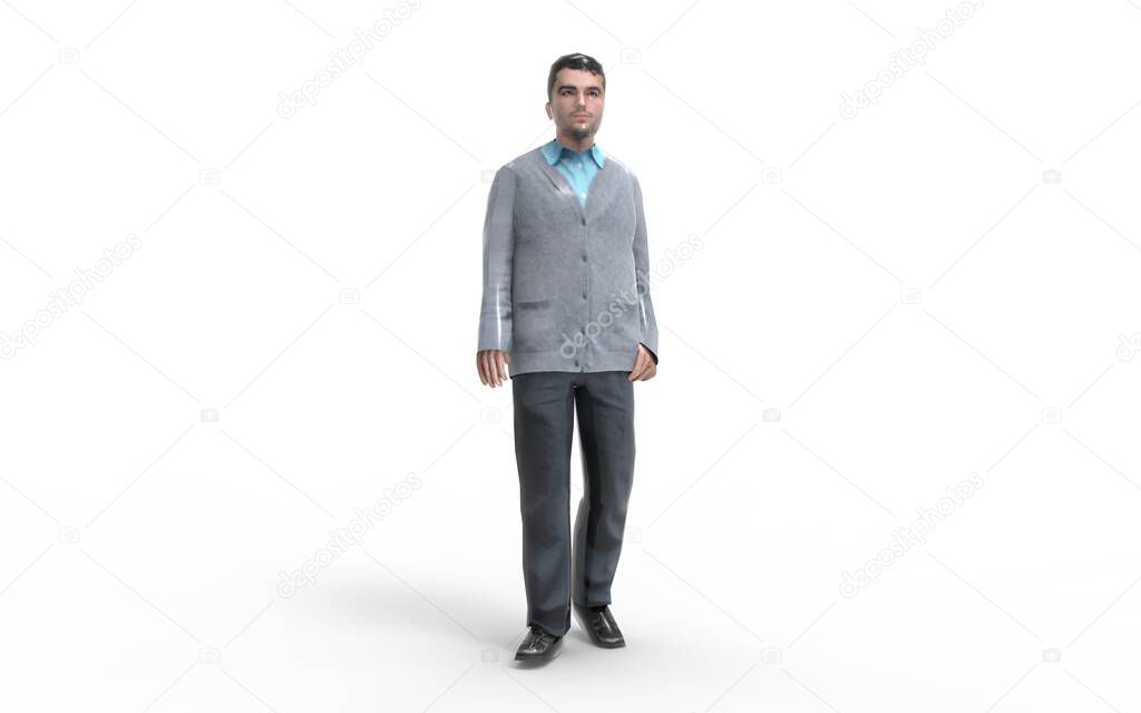 3d rendering of a casual clothing man isolated on white background