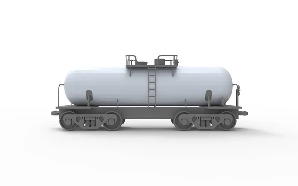 Representación en 3D de un vagón de ferrocarril con un tanque aislado en fondo blanco — Foto de Stock