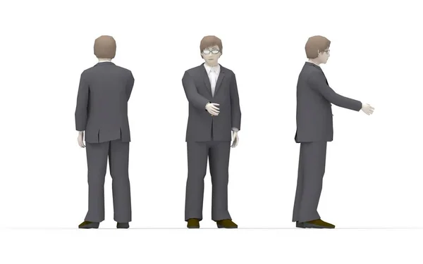 3d renderização de um homem de negócios apertando as mãos isolado no fundo branco — Fotografia de Stock
