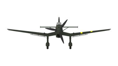 Dünya Savaşı 'nın 3 boyutlu görüntüsü. İki bombardıman uçağı beyaz üzerine izole edilmiş.