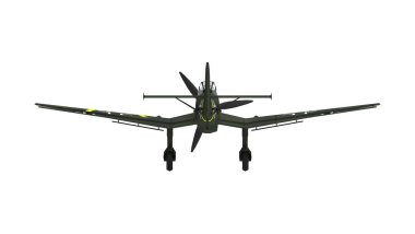 Dünya Savaşı 'nın 3 boyutlu görüntüsü. İki bombardıman uçağı beyaz üzerine izole edilmiş.