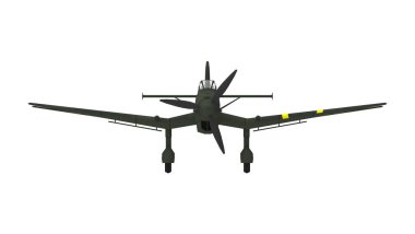 Dünya Savaşı 'nın 3 boyutlu görüntüsü. İki bombardıman uçağı beyaz üzerine izole edilmiş.