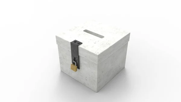 Beyaz bir stucio arka planda izole edilmiş bir oy sandığının 3D görüntülenmesi — Stok fotoğraf