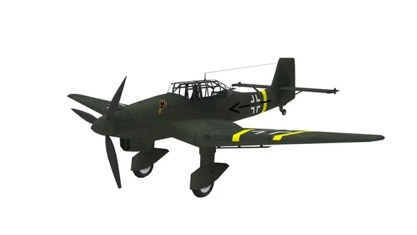 Dünya Savaşı 'nın 3 boyutlu görüntüsü. İki bombardıman uçağı beyaz üzerine izole edilmiş.