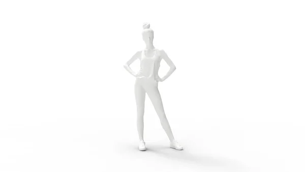 Stüdyo arka planında izole edilmiş sağlıklı bir kızın 3D görüntüsü.