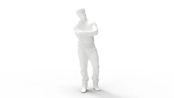 3D-Darstellung eines Mannes mit Mütze isoliert im Studiohintergrund — Stockfoto