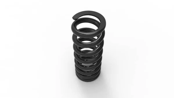 Representación 3d de una bobina de resorte negro aislado sobre fondo blanco — Foto de Stock