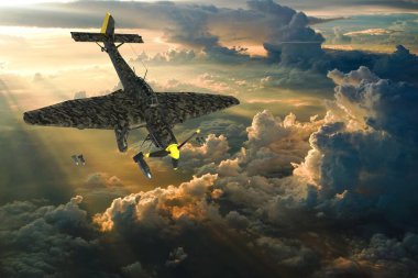 2 Alman bombardıman uçağı dalış yapıyor..