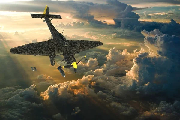 Rendering 3D di una guerra mondiale due bombardieri subacquei tedeschi . — Foto Stock