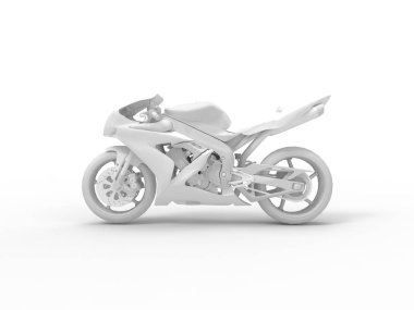 Beyaz arka planda izole edilmiş beyaz bir motosikletin 3D görüntüsü