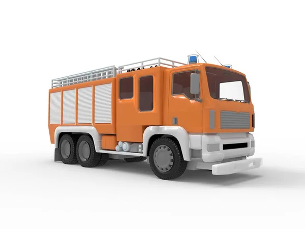 Renderização 3D de um caminhão de bombeiros isolado em um espaço vazio . — Fotografia de Stock