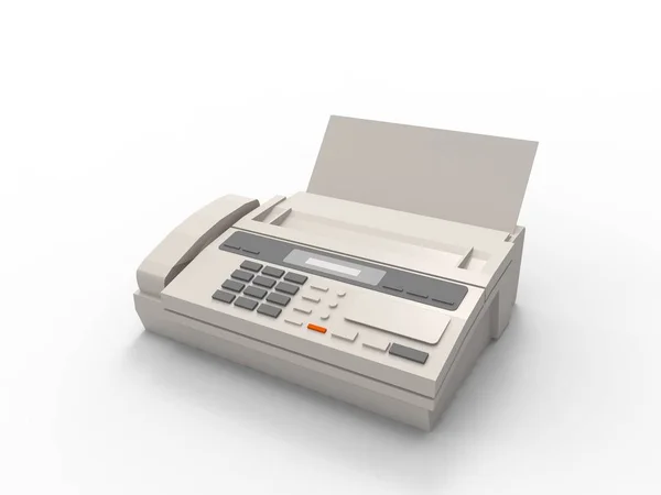 3D-Darstellung eines Faxes isoliert im weißen Studiohintergrund — Stockfoto