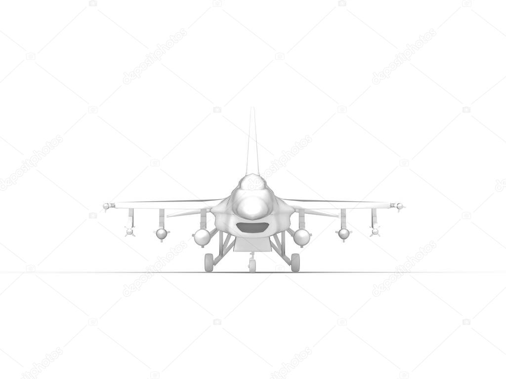 3D rendering of a fighter jet isolated on white background