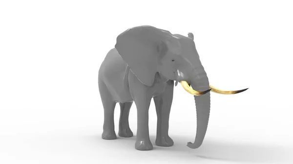 Representación 3D de un elefante aislado en un fondo blanco vacío — Foto de Stock